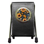 Flower Pattern Spring Pen Holder Desk Clock