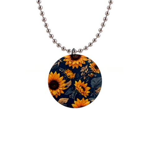 Flower Pattern Spring 1  Button Necklace from ArtsNow.com Front