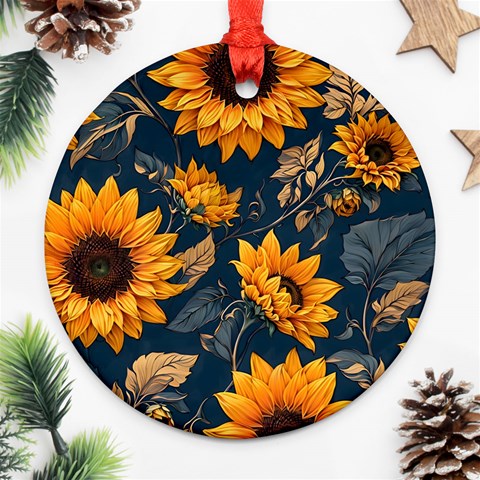 Flower Pattern Spring Round Ornament (Two Sides) from ArtsNow.com Front