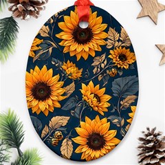 Flower Pattern Spring Oval Ornament (Two Sides) from ArtsNow.com Back