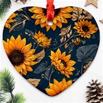 Flower Pattern Spring Heart Ornament (Two Sides)