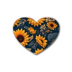 Flower Pattern Spring Rubber Heart Coaster (4 pack)