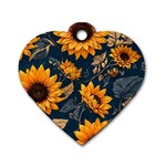 Flower Pattern Spring Dog Tag Heart (One Side)