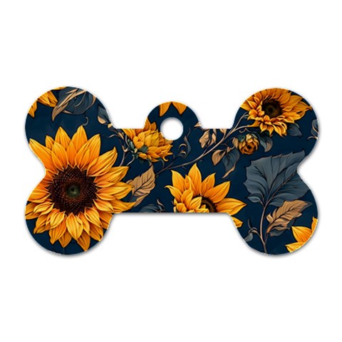 Flower Pattern Spring Dog Tag Bone (One Side) from ArtsNow.com Front