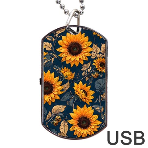 Flower Pattern Spring Dog Tag USB Flash (Two Sides) from ArtsNow.com Front