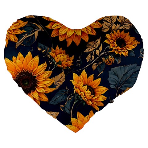Flower Pattern Spring Large 19  Premium Heart Shape Cushions from ArtsNow.com Front