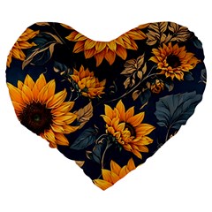 Flower Pattern Spring Large 19  Premium Heart Shape Cushions from ArtsNow.com Back