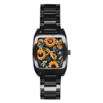 Flower Pattern Spring Stainless Steel Barrel Watch