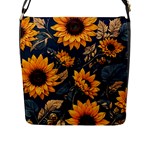 Flower Pattern Spring Flap Closure Messenger Bag (L)
