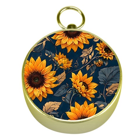Flower Pattern Spring Gold Compasses from ArtsNow.com Front