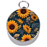 Flower Pattern Spring Silver Compasses
