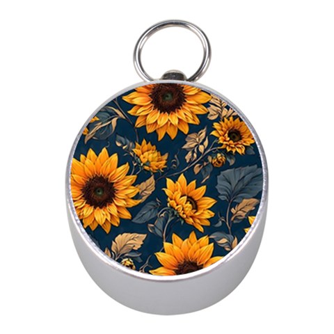 Flower Pattern Spring Mini Silver Compasses from ArtsNow.com Front