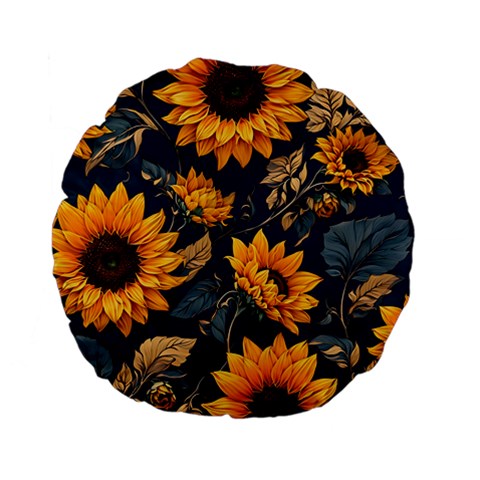 Flower Pattern Spring Standard 15  Premium Flano Round Cushions from ArtsNow.com Front