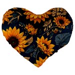 Flower Pattern Spring Large 19  Premium Flano Heart Shape Cushions