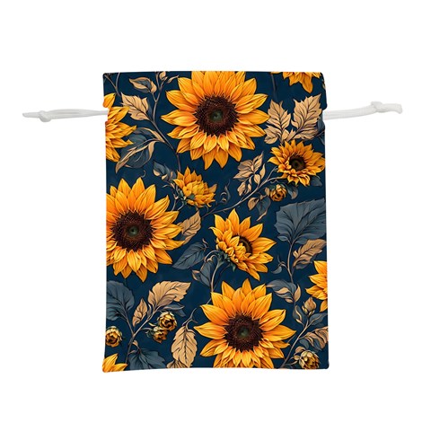 Flower Pattern Spring Lightweight Drawstring Pouch (L) from ArtsNow.com Front