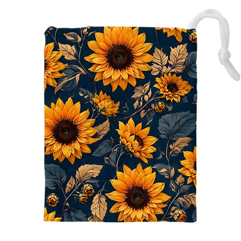 Flower Pattern Spring Drawstring Pouch (5XL) from ArtsNow.com Front