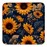 Flower Pattern Spring Square Glass Fridge Magnet (4 pack)