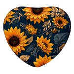 Flower Pattern Spring Heart Glass Fridge Magnet (4 pack)