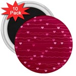 Hearts Valentine Love Background 3  Magnets (10 pack) 