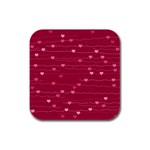Hearts Valentine Love Background Rubber Square Coaster (4 pack)