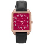 Hearts Valentine Love Background Rose Gold Leather Watch 