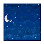 Sky Night Moon Clouds Crescent Tile Coaster