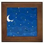 Sky Night Moon Clouds Crescent Framed Tile