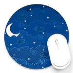 Sky Night Moon Clouds Crescent Round Mousepad