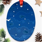 Sky Night Moon Clouds Crescent Ornament (Oval)