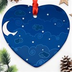 Sky Night Moon Clouds Crescent Ornament (Heart)