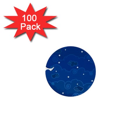 Sky Night Moon Clouds Crescent 1  Mini Buttons (100 pack)  from ArtsNow.com Front