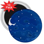 Sky Night Moon Clouds Crescent 3  Magnets (10 pack) 