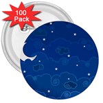 Sky Night Moon Clouds Crescent 3  Buttons (100 pack) 