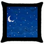 Sky Night Moon Clouds Crescent Throw Pillow Case (Black)