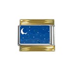 Sky Night Moon Clouds Crescent Gold Trim Italian Charm (9mm)