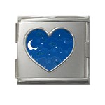 Sky Night Moon Clouds Crescent Mega Link Heart Italian Charm (18mm)