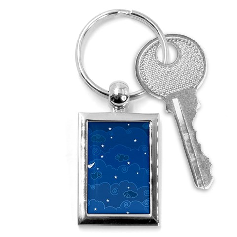 Sky Night Moon Clouds Crescent Key Chain (Rectangle) from ArtsNow.com Front
