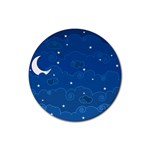 Sky Night Moon Clouds Crescent Rubber Coaster (Round)
