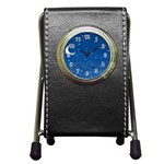 Sky Night Moon Clouds Crescent Pen Holder Desk Clock