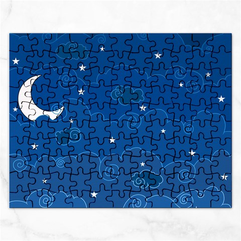 Sky Night Moon Clouds Crescent Rectangular Jigsaw Puzzl from ArtsNow.com Front