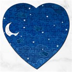Sky Night Moon Clouds Crescent Jigsaw Puzzle (Heart)