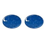 Sky Night Moon Clouds Crescent Cufflinks (Oval)