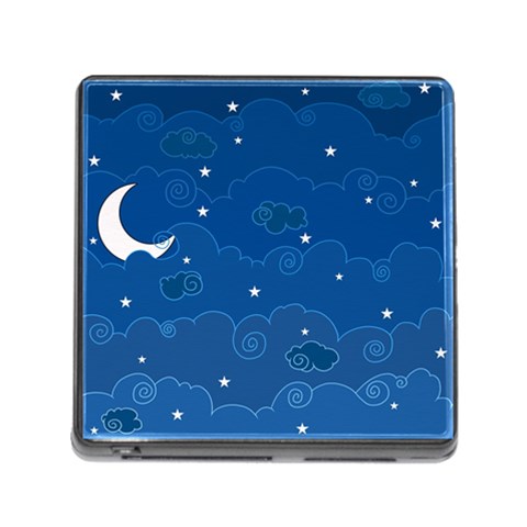Sky Night Moon Clouds Crescent Memory Card Reader (Square 5 Slot) from ArtsNow.com Front