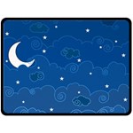 Sky Night Moon Clouds Crescent Fleece Blanket (Large)