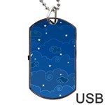 Sky Night Moon Clouds Crescent Dog Tag USB Flash (Two Sides)