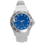 Sky Night Moon Clouds Crescent Round Plastic Sport Watch (L)