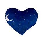 Sky Night Moon Clouds Crescent Standard 16  Premium Heart Shape Cushions