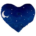 Sky Night Moon Clouds Crescent Large 19  Premium Heart Shape Cushions