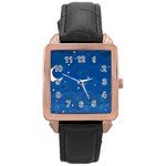 Sky Night Moon Clouds Crescent Rose Gold Leather Watch 