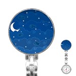Sky Night Moon Clouds Crescent Stainless Steel Nurses Watch